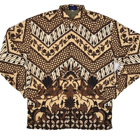 Batik Halus Long Sleeve Button Up Shirt Indra Hadi Men's XL Lined Solo Indonesia - Picture 3 of 14